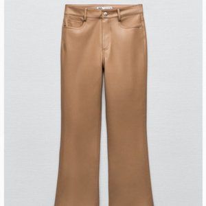 Nwt Zara faux brown leather pants size 34